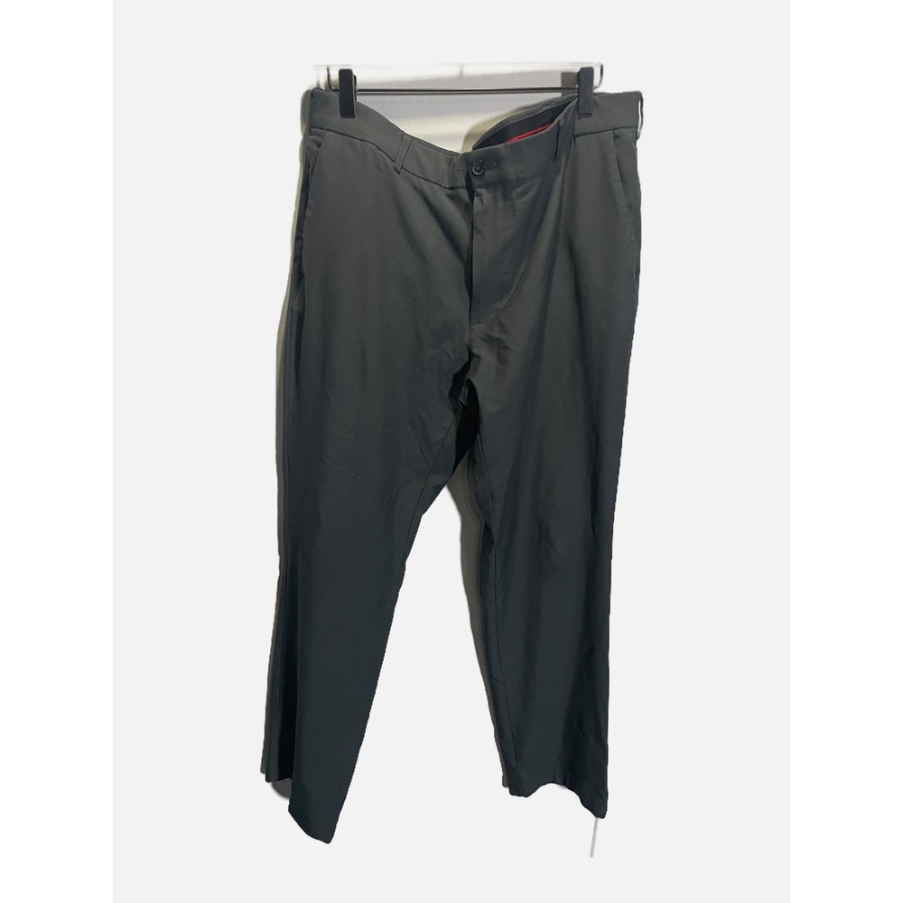Van Heusen Flex Dress Pants Mens 36x32 Grey Slim Fit Flat Front Business Casual